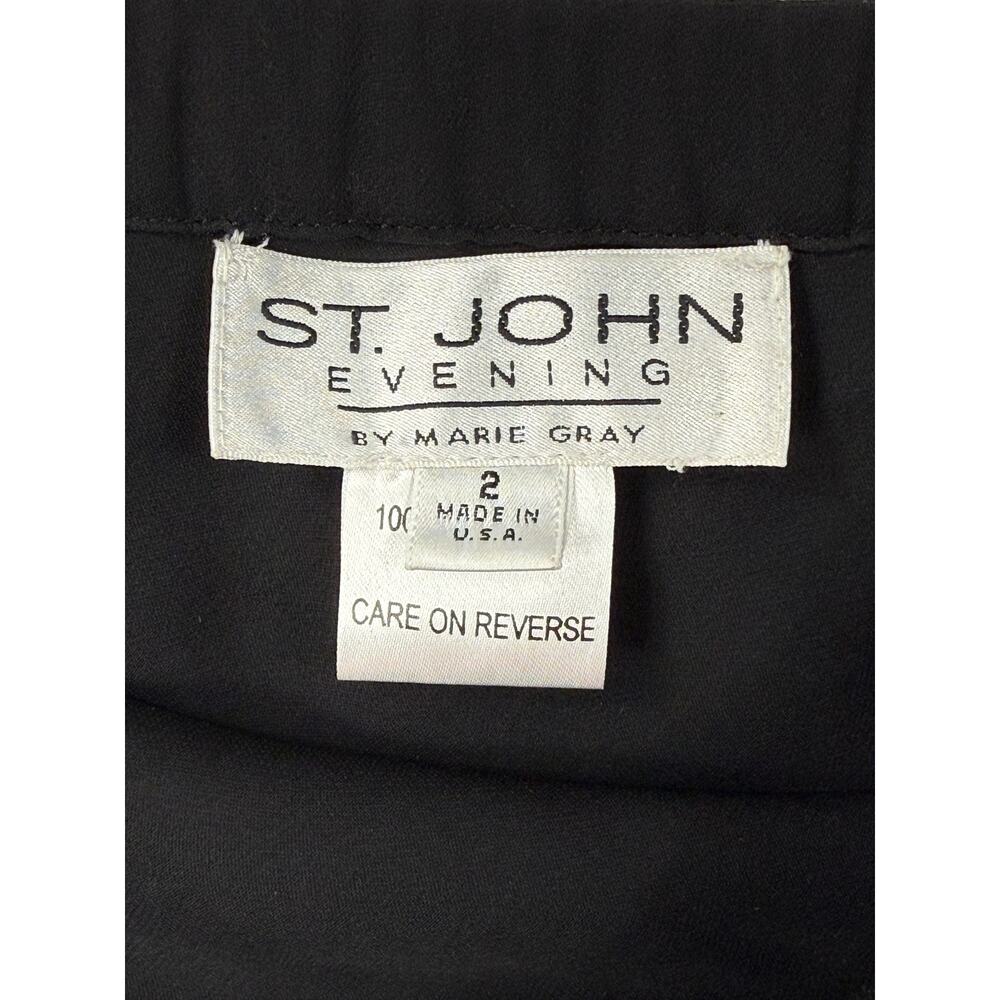 St. John Evening by Marie Gray, VTG Black Layered Silk Chiffon Dress Sz 2 - Picture 3 of 10